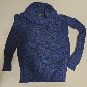 Ann Taylor Blue and Black Cowl Neck Sweater